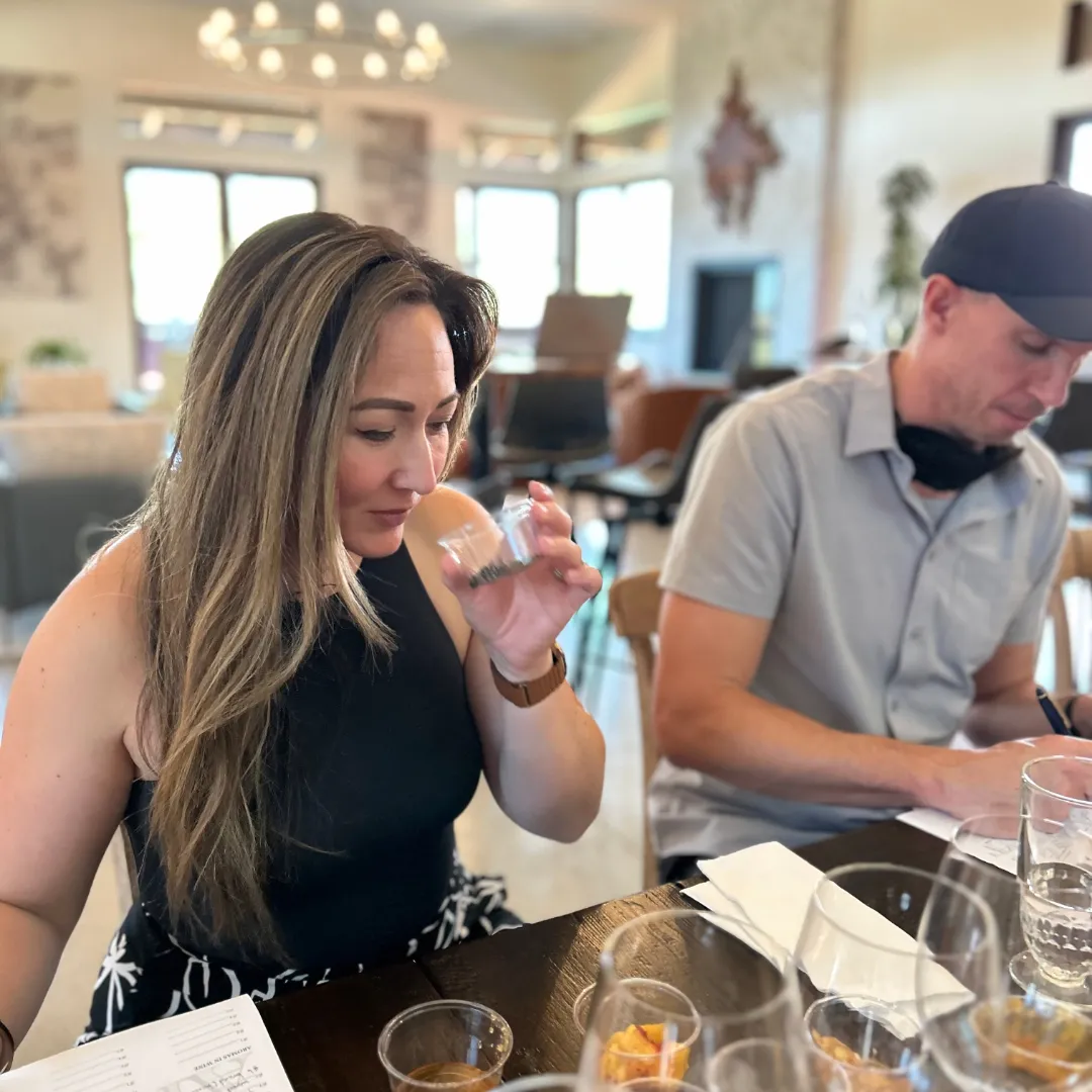 person at wine tasting experience